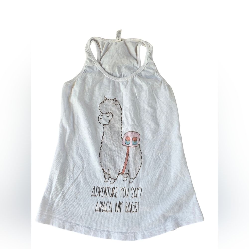 Bella Canvas White Alpaca Adventure Graphic Tank Top Size XS